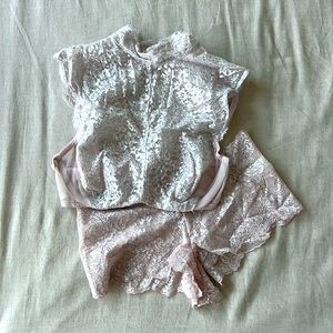 Blush and Silver Lace lingerie Set